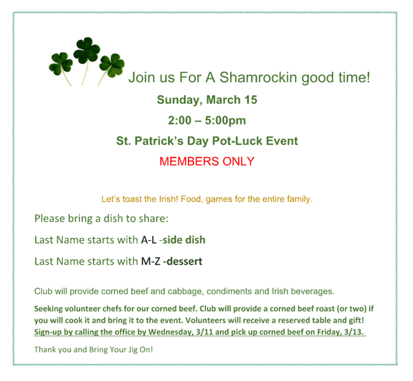 st patricks pot luck 2020