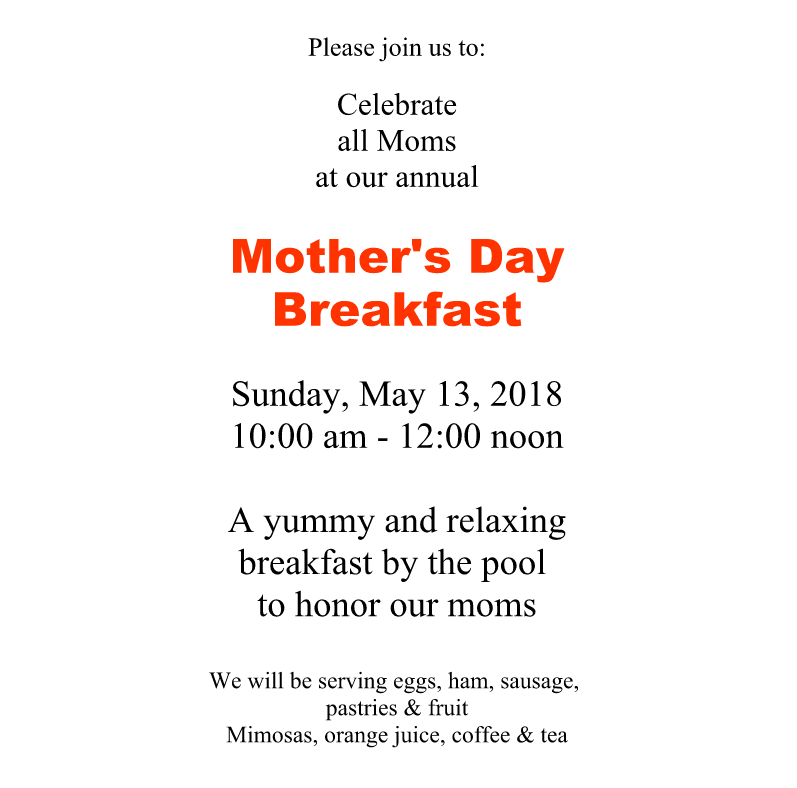 Mothers Day Brunch 2018